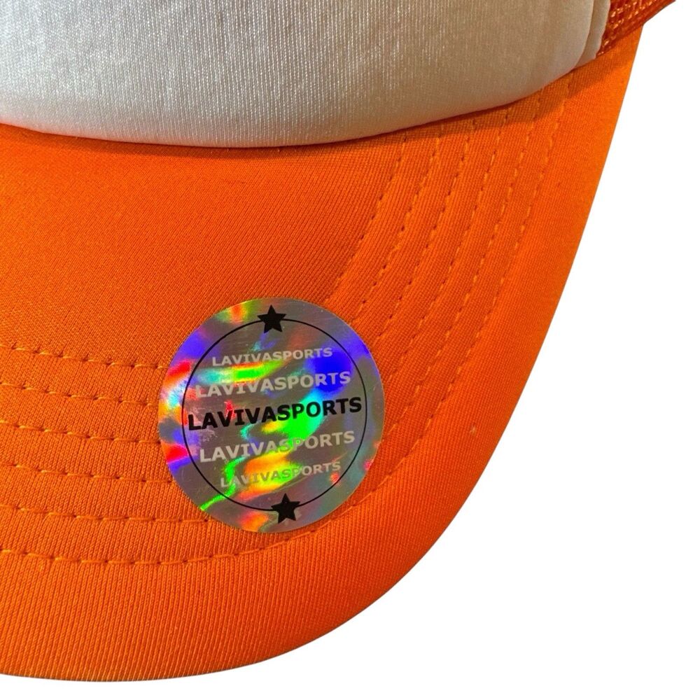 LAVIVASPORTS Keep Homeschool Weird Trucker Hat One Size Orange White Snapback - Picture 3 of 11